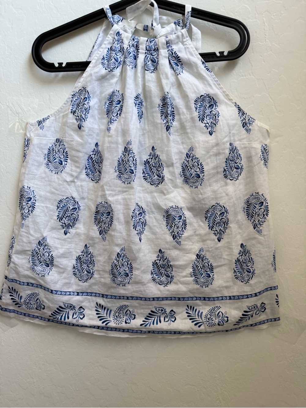 Tommy Bahama White Halter Camisole with Blue Paisley Print